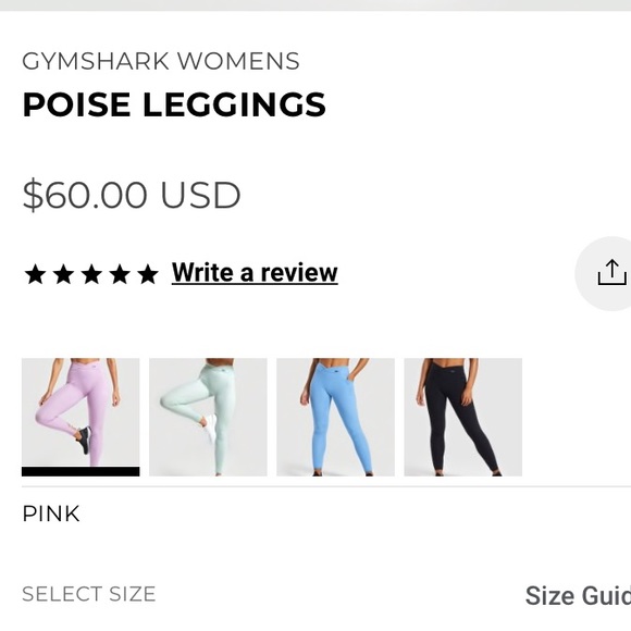 GymShark NWT Poise Leggings in Pastel Grape - Picture 2 of 7